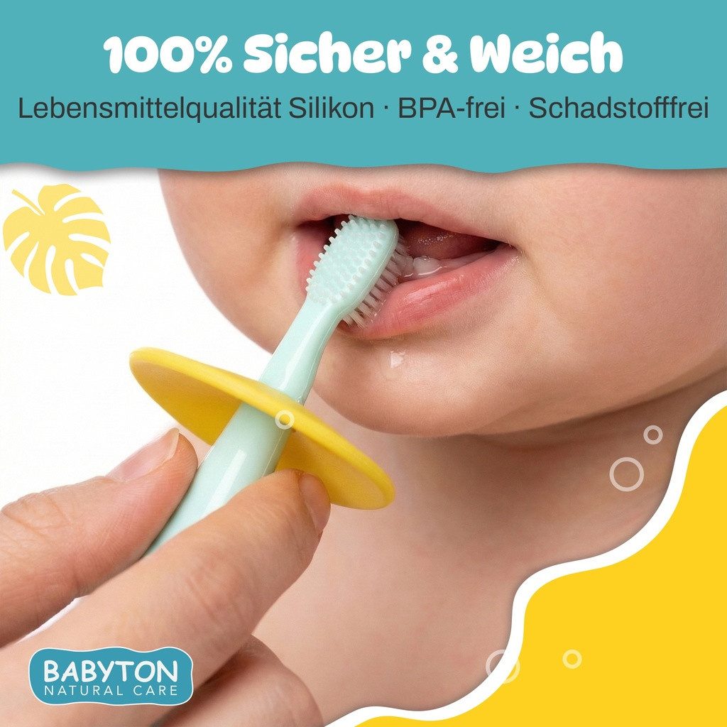 Babyton Lernzahnbürste Babyton Silikon Zahnbürste für Babys 6-24 Monate, BPA-frei & weich
