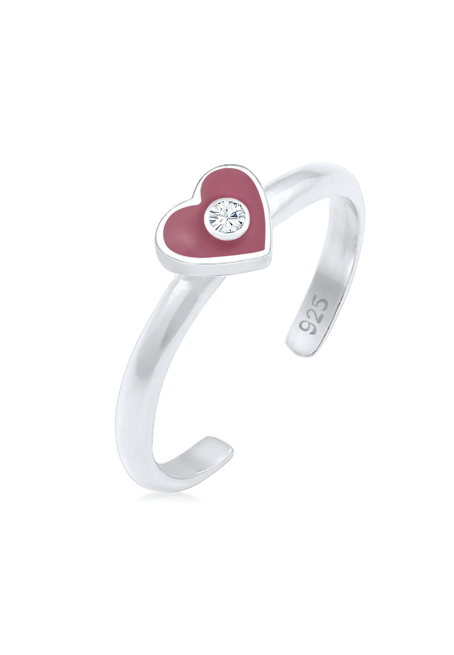 Elli Silberring Kinder Herz Emaille 925 Silber, mit Kristallen von Swarovski®, Herz