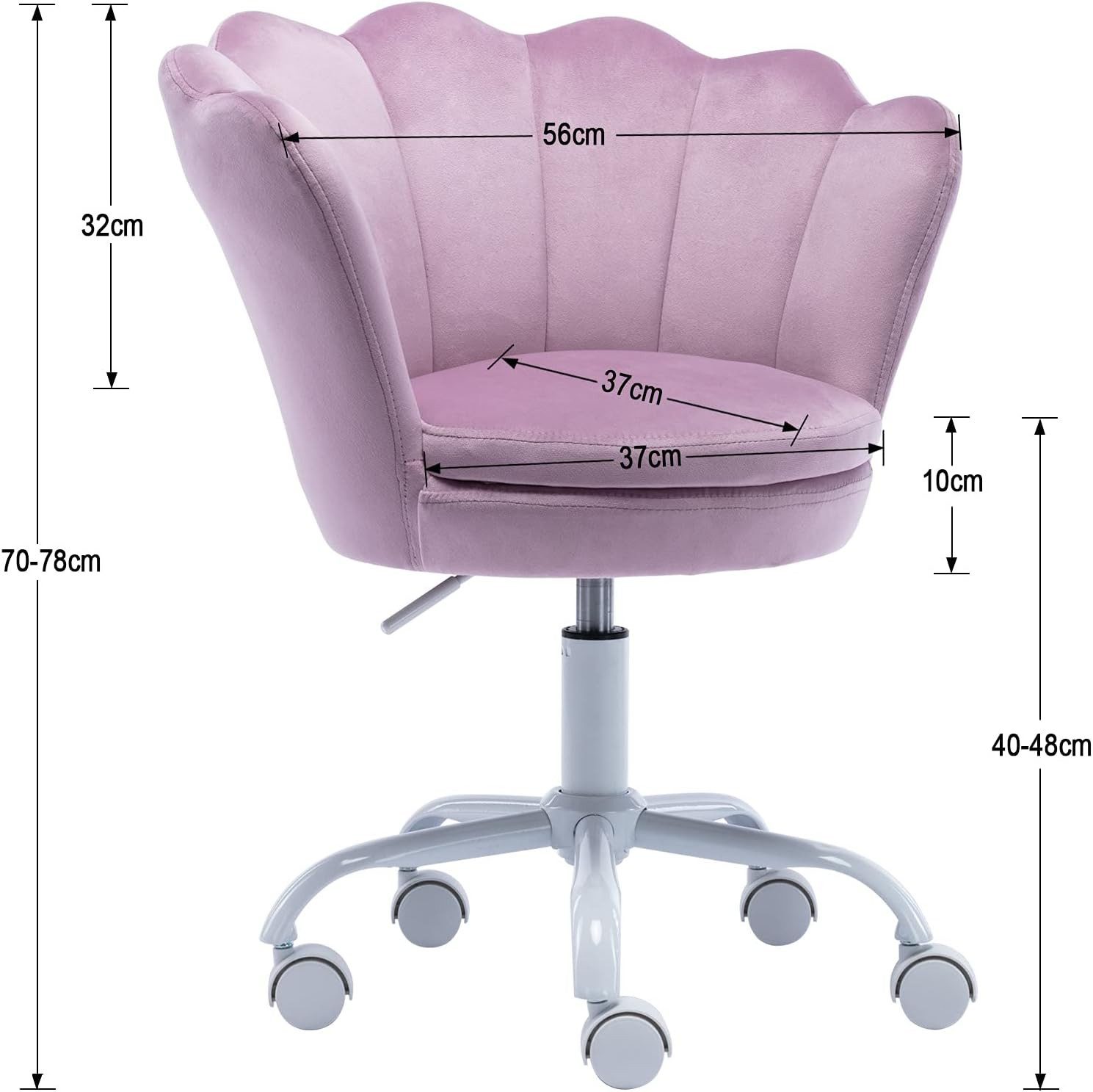 CHAIRUS Drehstuhl Höhenverstellbarer Samt-Drehstuhl mit Blütenblatt-Design für Kinder (1 St), Bürostuhl, Schreibtischstuhl, Polsterstuhl