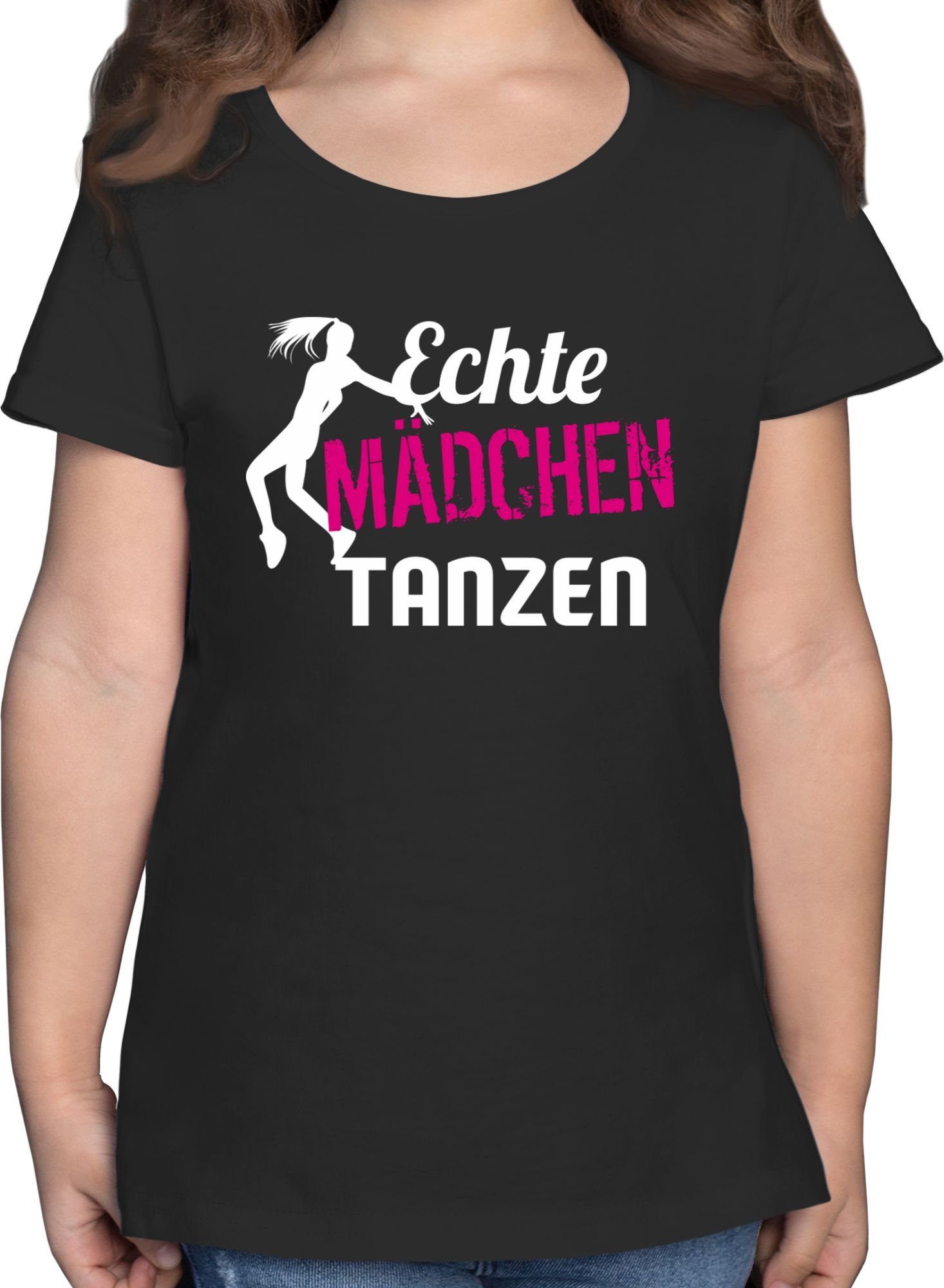 Shirtracer T-Shirt Echte Mädchen tanzen - Tänzerin Kinder Sport Kleidung 2 Schwarz