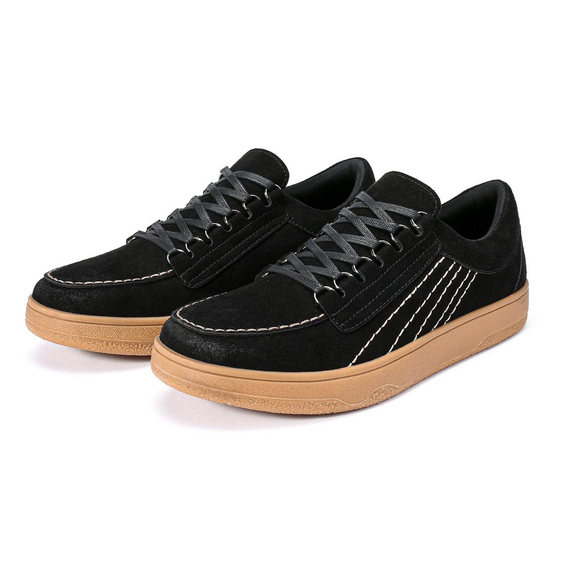 Allthemen Schnürschuh Herren Casual Schnürschuhe aus Rindnubukleder Freizeitmodell Sneaker