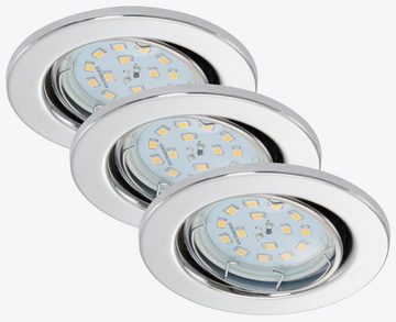 Briloner Leuchten LED Einbauleuchte 7220-038, LED wechselbar, Warmweiß, chrom, GU10, Einbaustrahler, Einbauspot