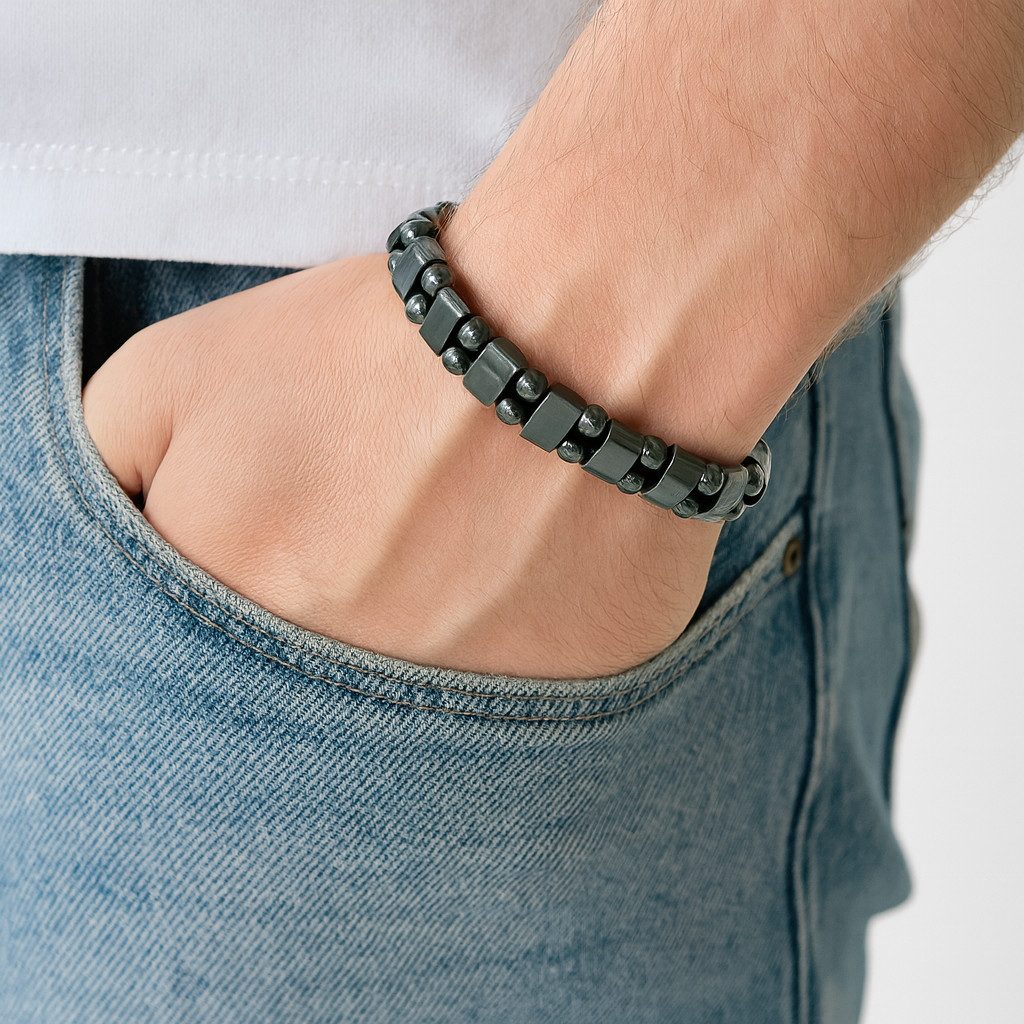 M-Punkt24 Armband Hämatit (Hämatit Herren Ø60mm Naturstein Schmuck, mit Ges günstig online kaufen