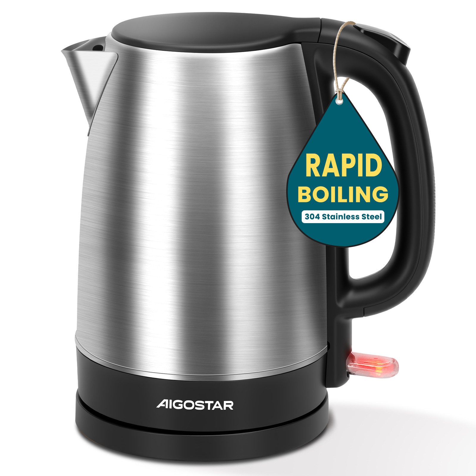 Aigostar Wasserkocher Wasserkocher Edelstahl 1,7 L, 2200W, Abschaltautomatik, Wasserkocher Edelstahl 1,7 L, 2200W, Abschaltautomatik