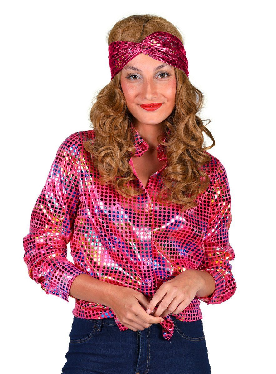 thetru Kostüm Discobluse pink, Diese 70er Jahre Bluse macht jeder Discokugel Konkurrenz!