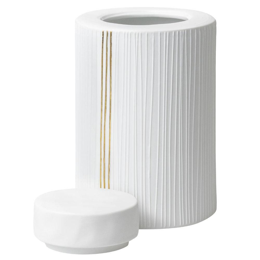 Räder Vorratsdose Design Porzellandose Living Streifen Weiß-Gold