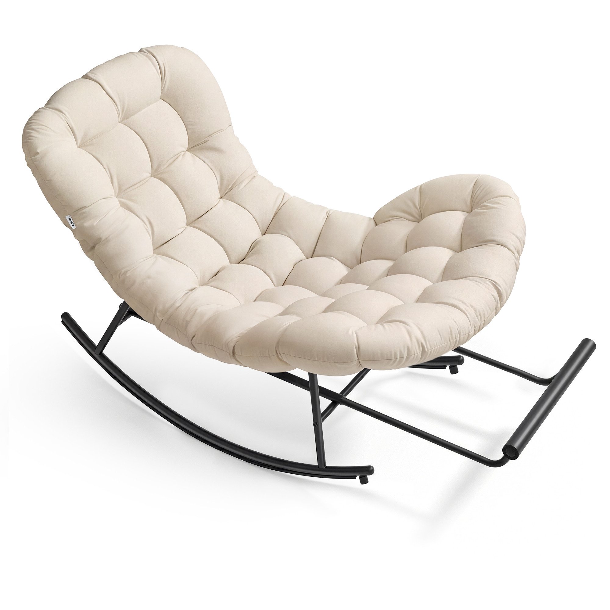 SONGMICS Schaukelsessel Schaukelstuhl, Relaxsessel, Stahlgestell, ausziehbare Fußstütze, abnehmbares Kissen, bis 136 kg, Schlaf-, Wohnzimmer, Terrasse, Garten – Bild 2 von 5