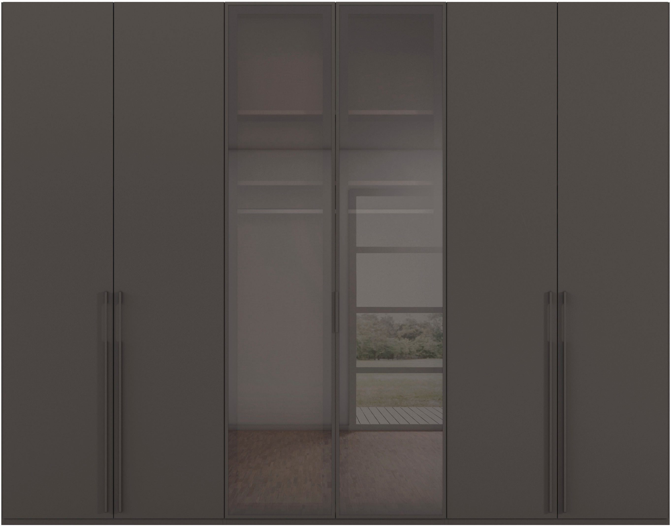 rauch Drehtürenschrank Schrank Garderobe SKAT SHINE Breiten 151/201/251/301cm, Höhe 223/235cm (3 verschiedene Ausstattungen BASIC/CLASSIC/PREMIUM (inkl. SOFT-CLOSE) edle Schrankfront mittig hochwertige Glasrahmentüren MADE IN GERMANY