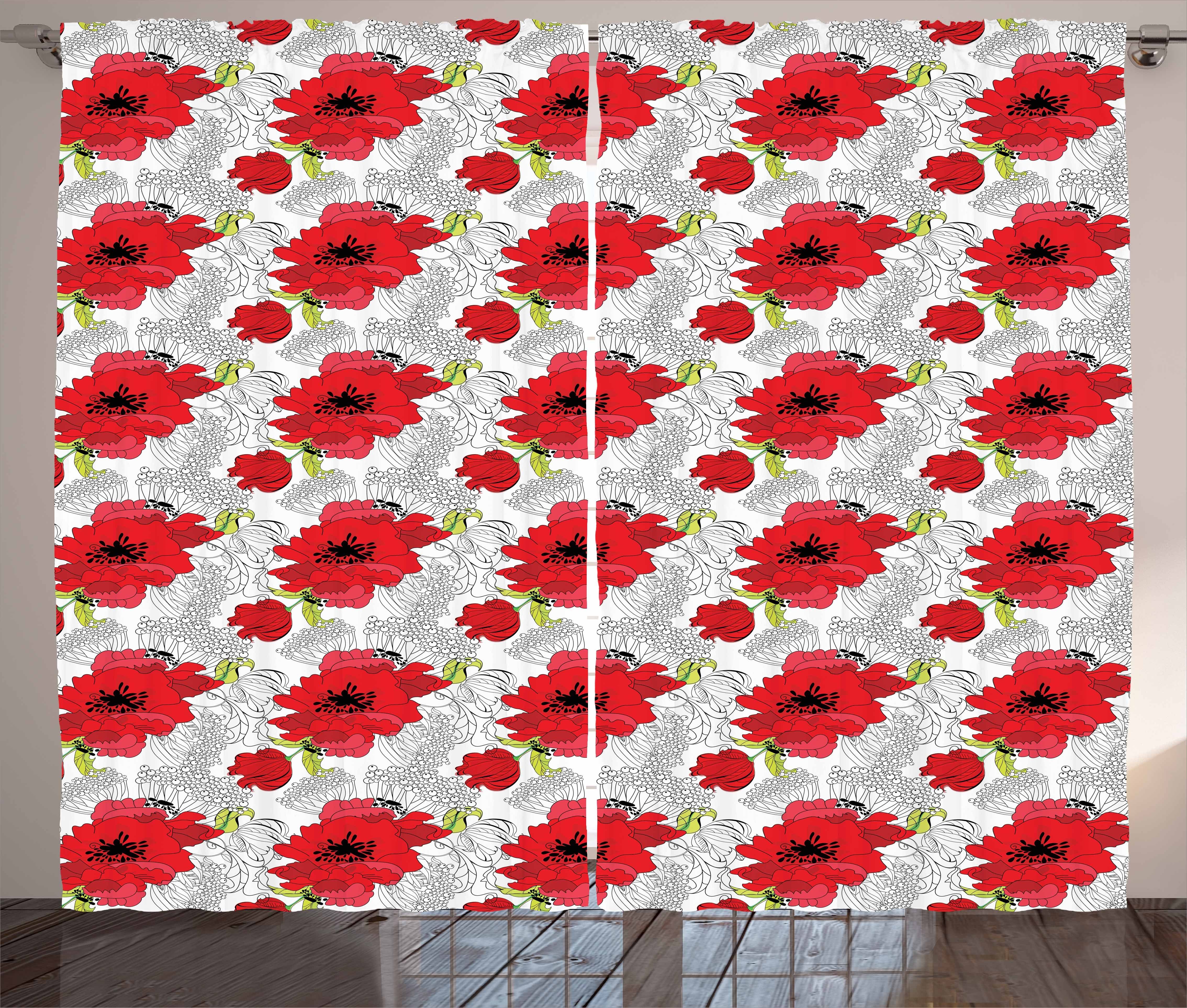 Blumenstrauß Schlafzimmer Haken, Schlaufen Frühlingsblüten Kräuselband Vorhang mit Blume Abakuhaus, Gardine aus und