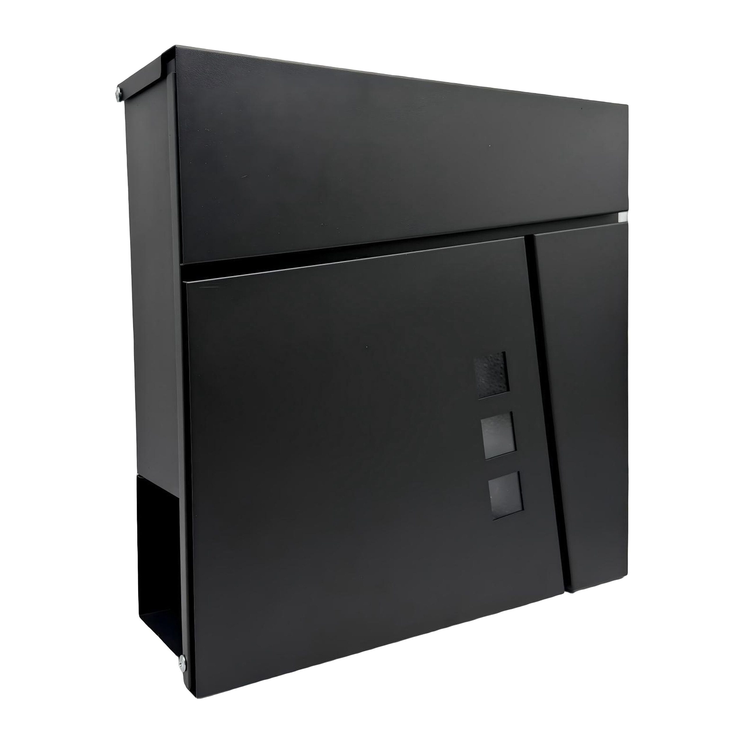 relaxdays Wandbriefkasten Briefkasten mit Zeitungsfach (1-St), schwarz