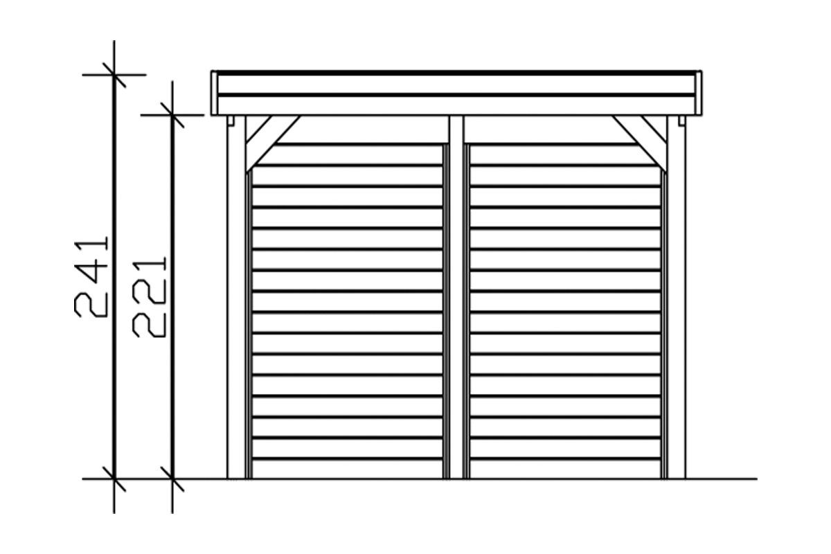 Skanholz Einzelcarport Friesland 1, BxT: cm 210 mit und Einfahrtshöhe, 314x555 Seiten- cm, (Set), Rückwänden