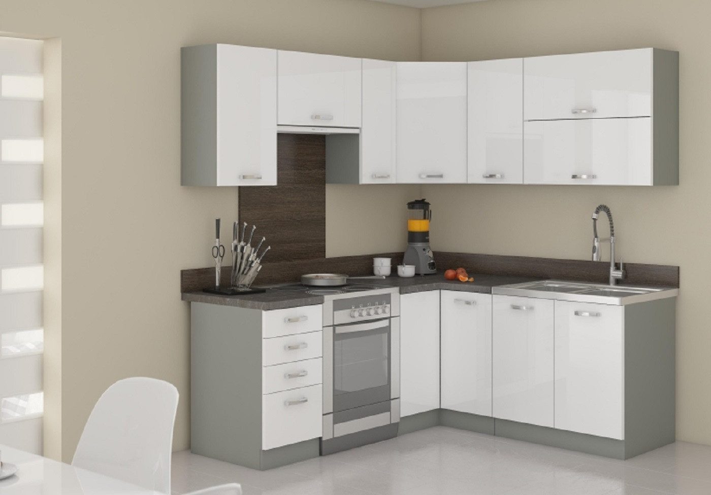 ROYAL24_MARKT Winkelküche - Verleihen Sie Ihrem Zuhause einen Hauch von Luxus, Edle Stoffe - Schickes Design - Top Verarbeitung.