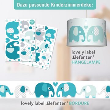 lovely label Wandsticker Elefanten petrol/mint/grau - Wandtattoo Kinderzimmer Baby