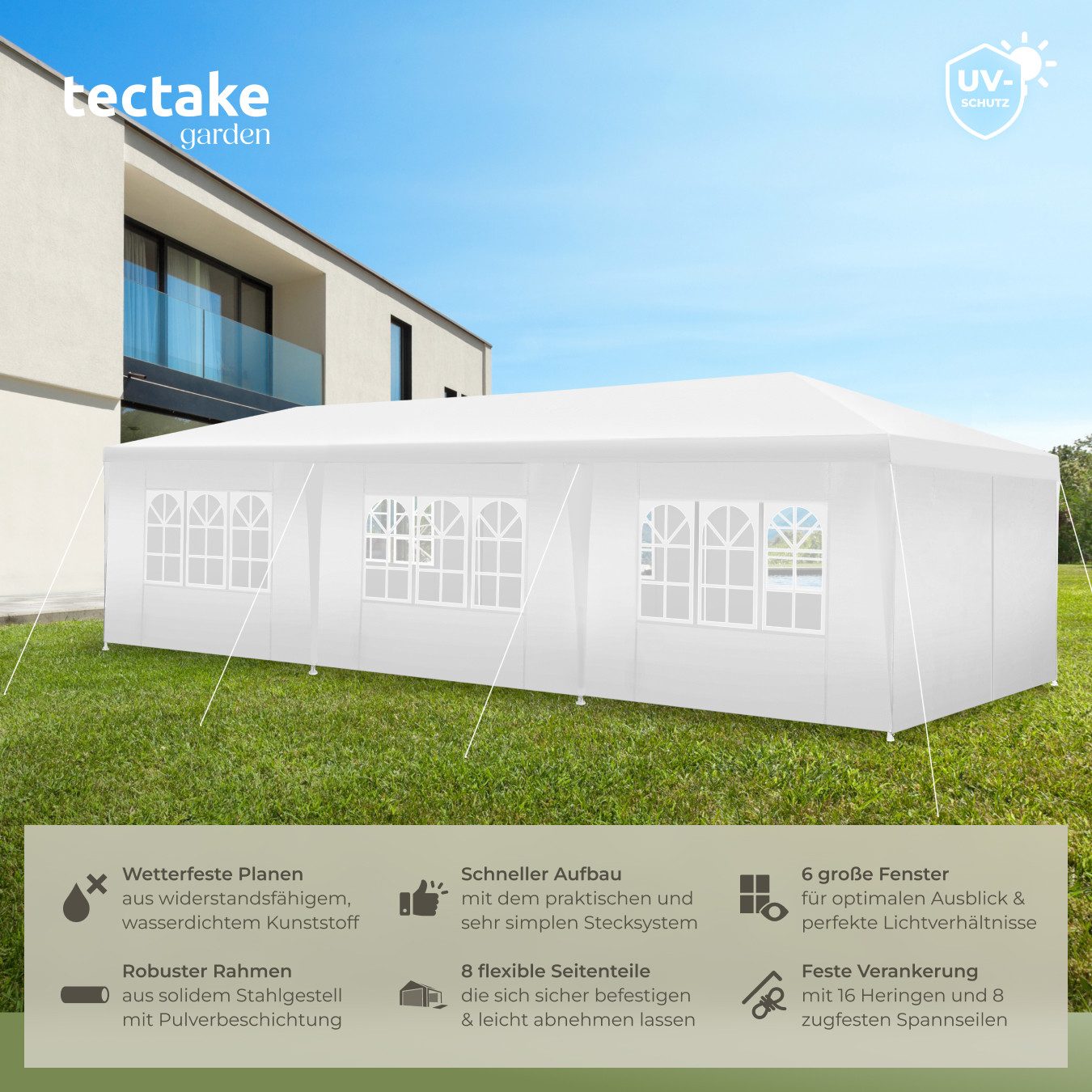 tectake Pavillon Miramas, mit 8 Seitenteilen, günstig online kaufen