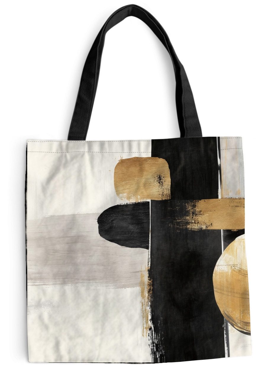 MuchoWow Shopper Formen - Pinselstriche - Abstrakt - Gold, Handtasche, Damen und Herren, Schultertasche, Umhängetasche, Tote Bag