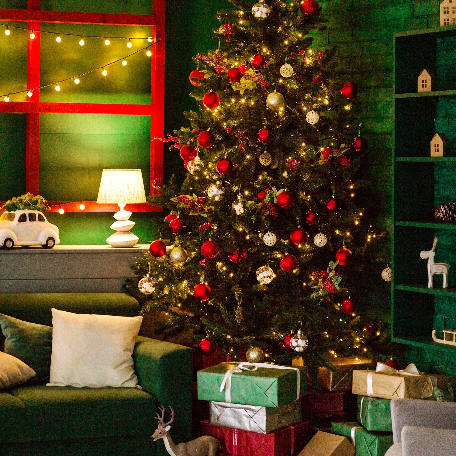 Salcar LED-Lichterkette LED Lichterkette Weihnachtsbaum mit Ring weihnachtsbaumbeleuchtung, 9 Modi/ 3m 10 Girlanden für 120cm - 350cm Tannenbaum – Bild 5 von 5