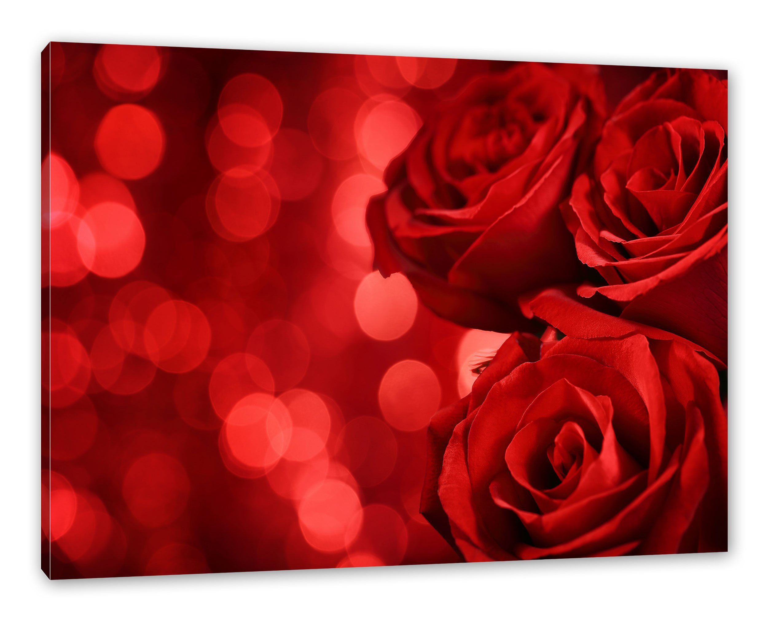 Pixxprint Leinwandbild Drei rote Rosen, Drei günstig online kaufen