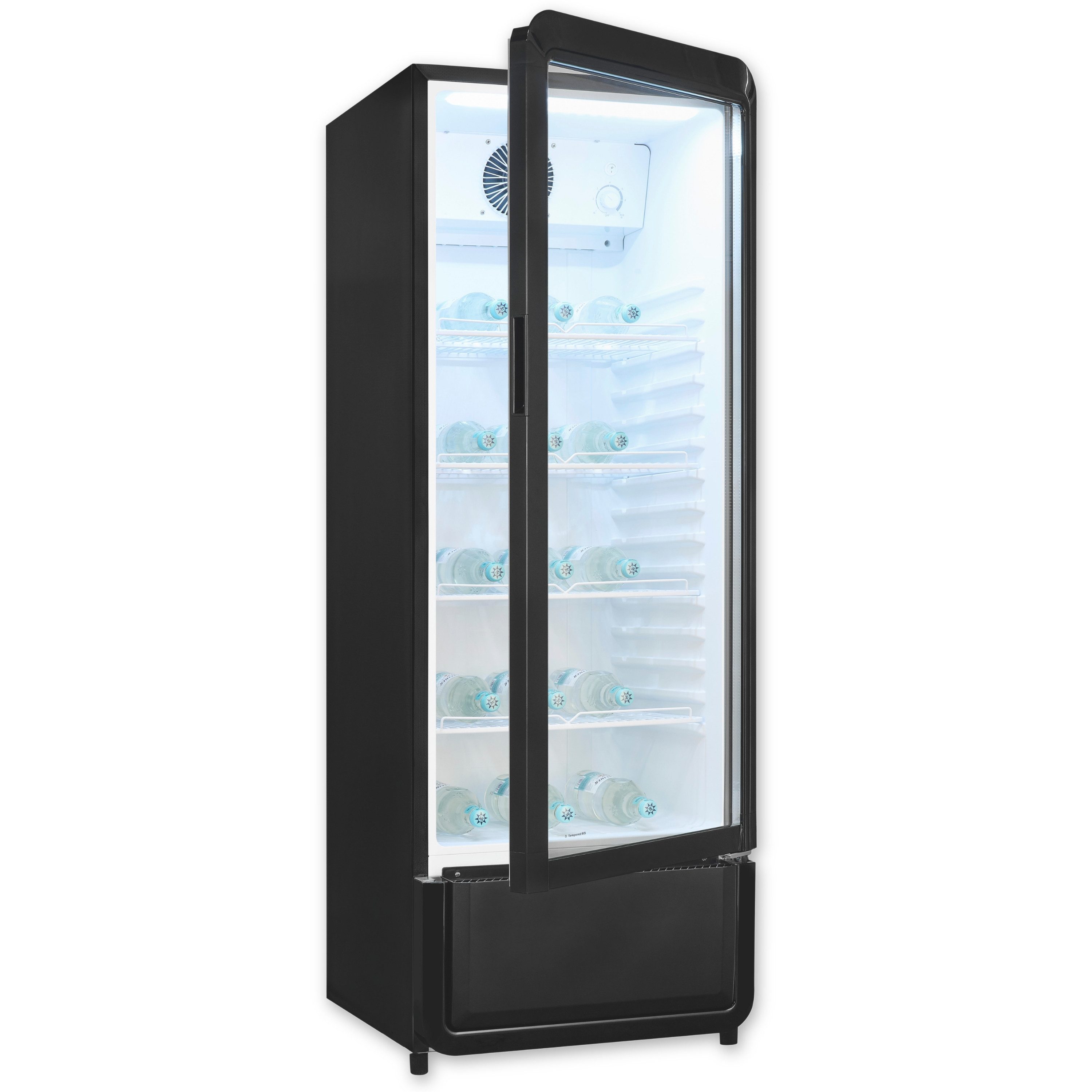 exquisit Getränkekühlschrank GKS220-GT-431D schwarz GKS220-GT-431D schwarz, 152,5 cm hoch, 54 cm breit, PAlles auf einen Blick dank Isolierglastür und übersichtliche Lagerung