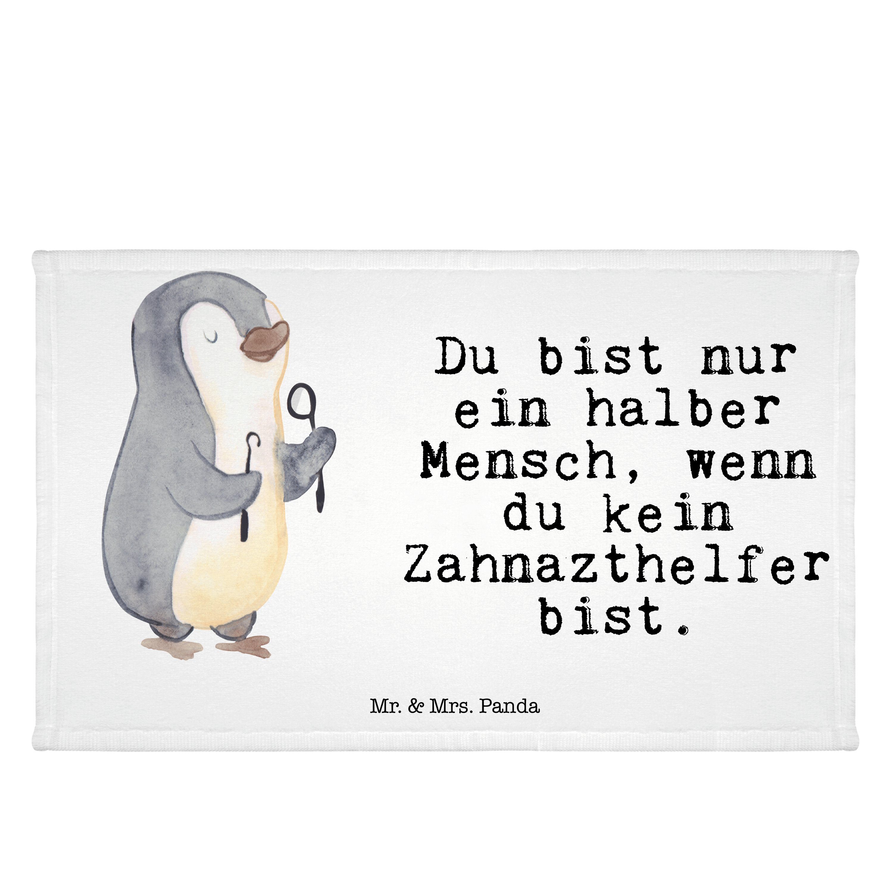 Mr. & Mrs. Panda Handtuch Zahnarzthelfer mit Herz - Weiß - Geschenk, Frottier, Abschied, Gästet, (1-St)