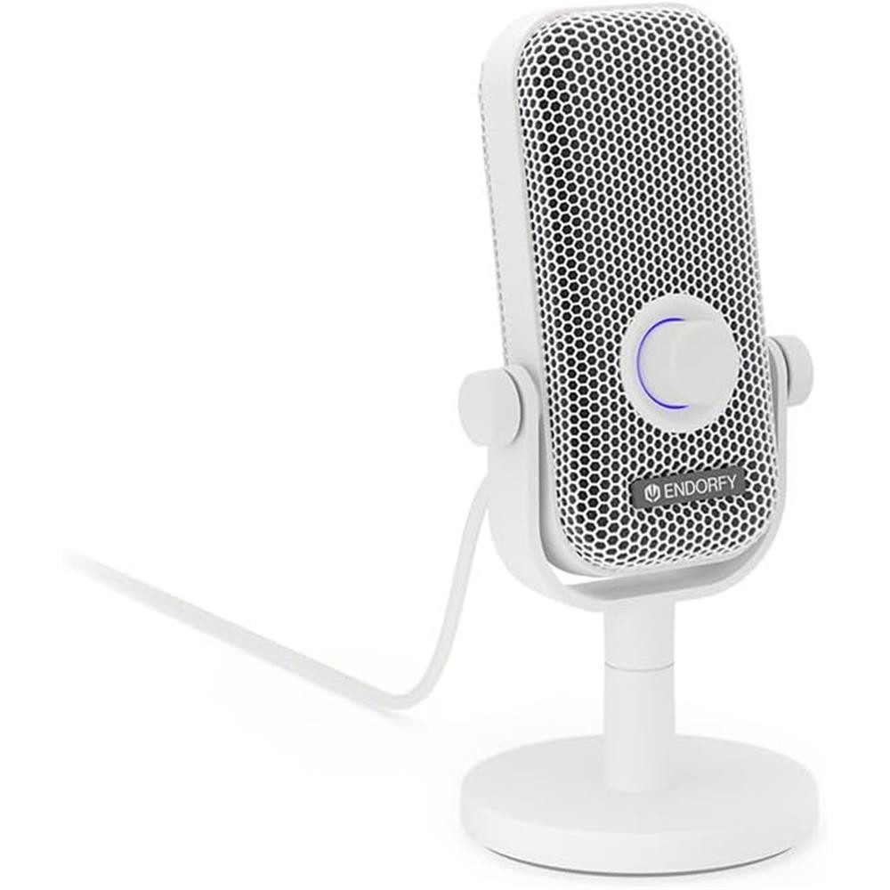 ENDORFY Streaming-Mikrofon Solum Voice S Onyx White Kondensatormikrofon mit Touch-Mute, Mithörfunktion, Doppel-Pop-Filter, Sensortaste
