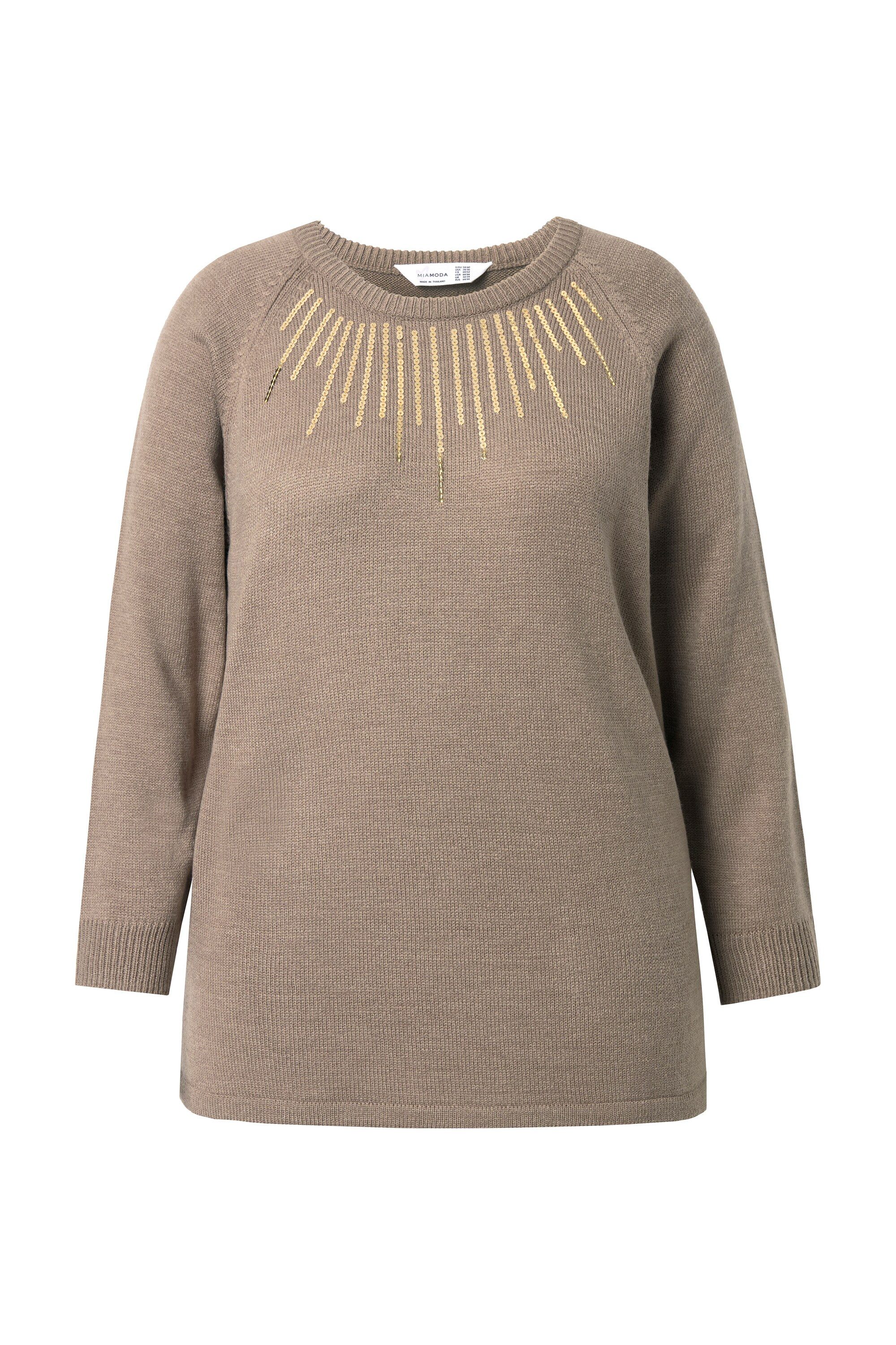 Strickpullover Pullover Pailletten Raglan-Langarm
