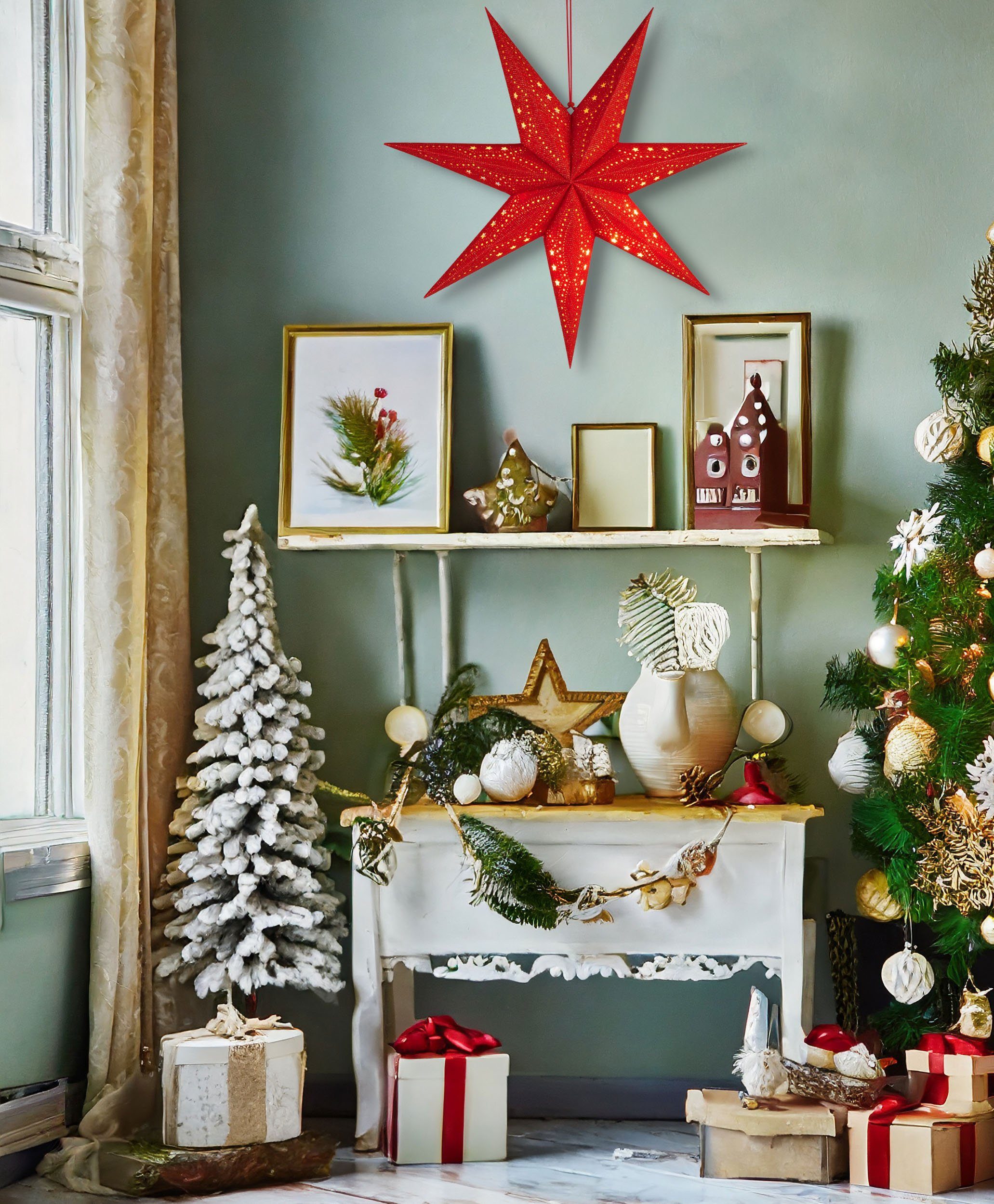 BRUBAKER Dekostern 3D Weihnachtsstern zum Aufhängen - Fenster Papierstern m günstig online kaufen