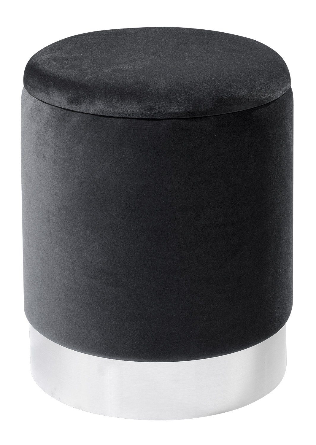 Home4You Sitzhocker, Ø 36 cm, Dunkelgrau, Samtbezug, mit abnehmbarem Deckel günstig online kaufen