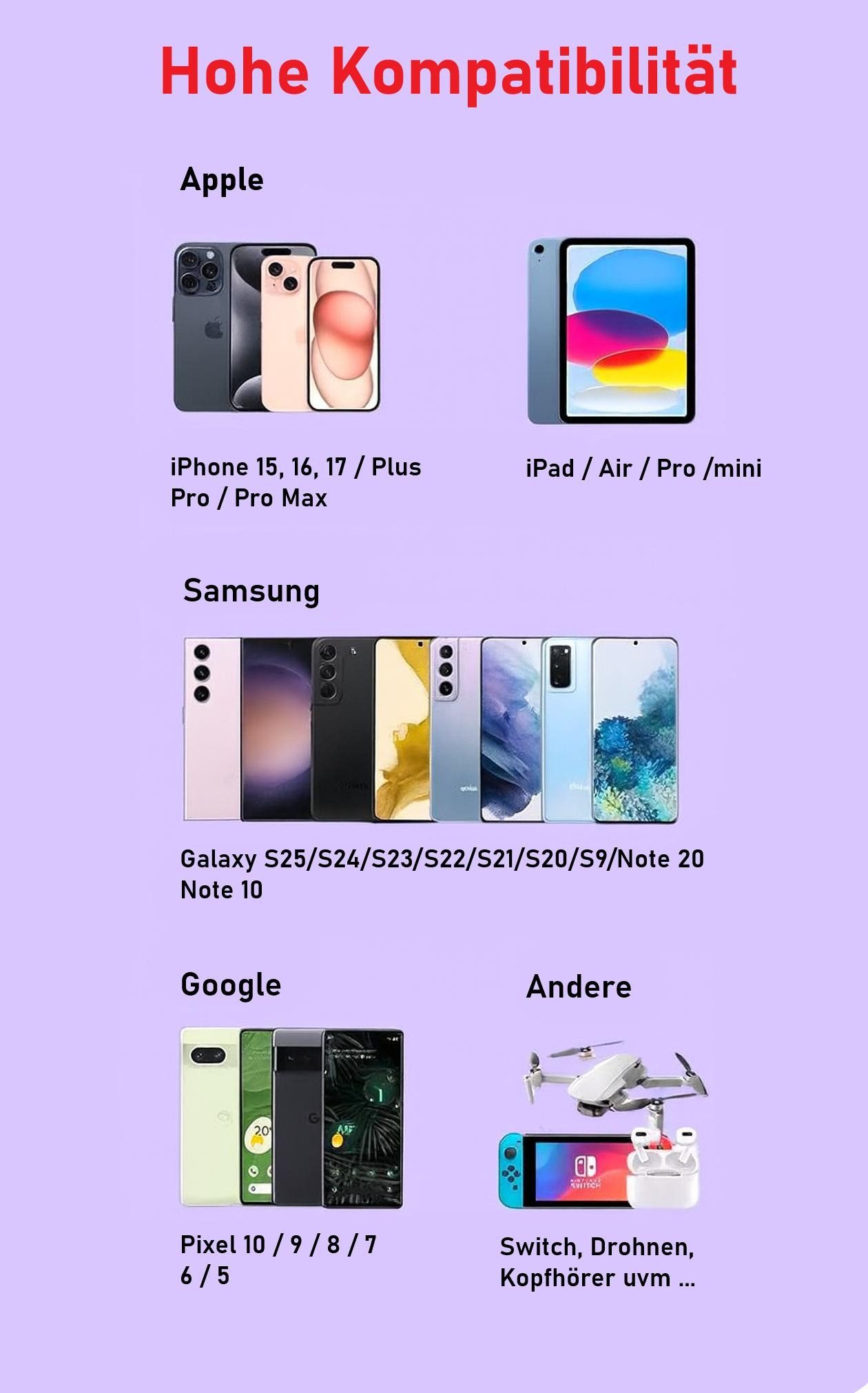 VEEV 2x USB C Kabel, Carplay Kabel, USB A auf USB C Kabel Schnellladung 1M Smartphone-Kabel, USB-C und USB-A - Anschluss