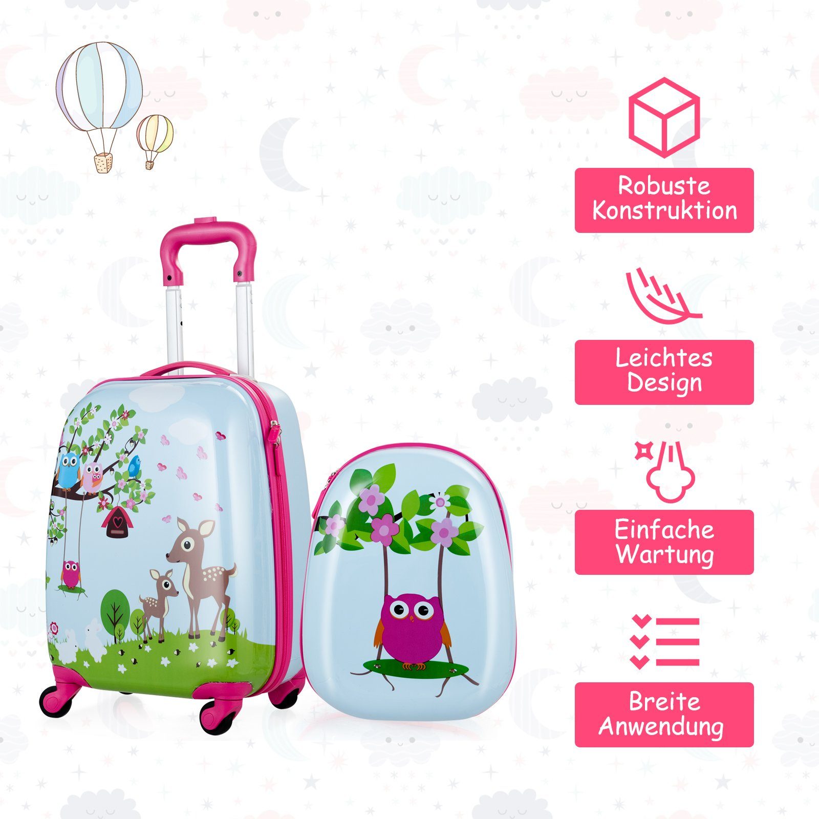 COSTWAY Kinderkoffer 2tlg Kinderkoffer, mit Rucksack