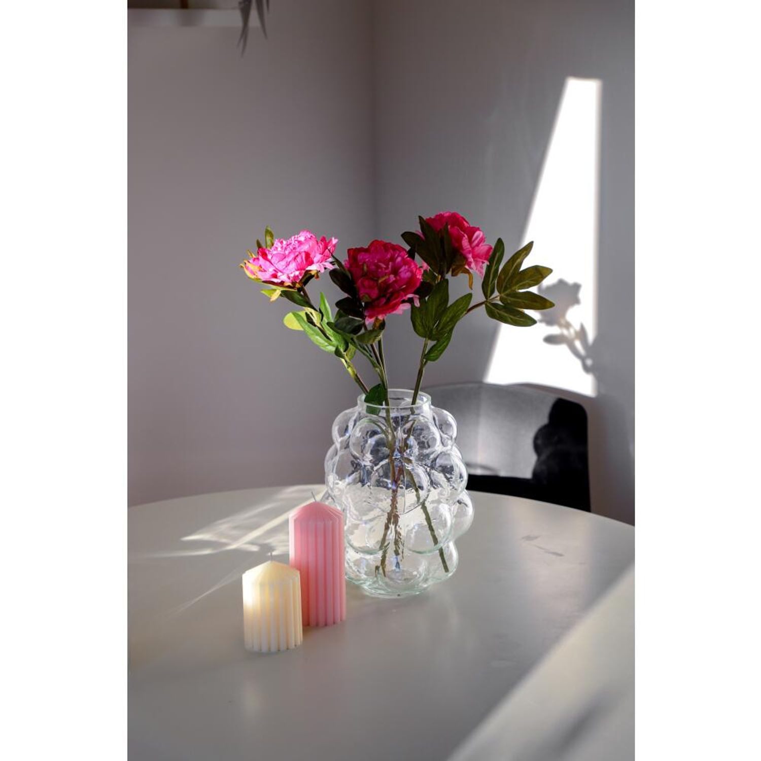 Tischvase BURI Vase Bubble Transparent Glas Dekoration Tisch Blumen Gefäß Strauß