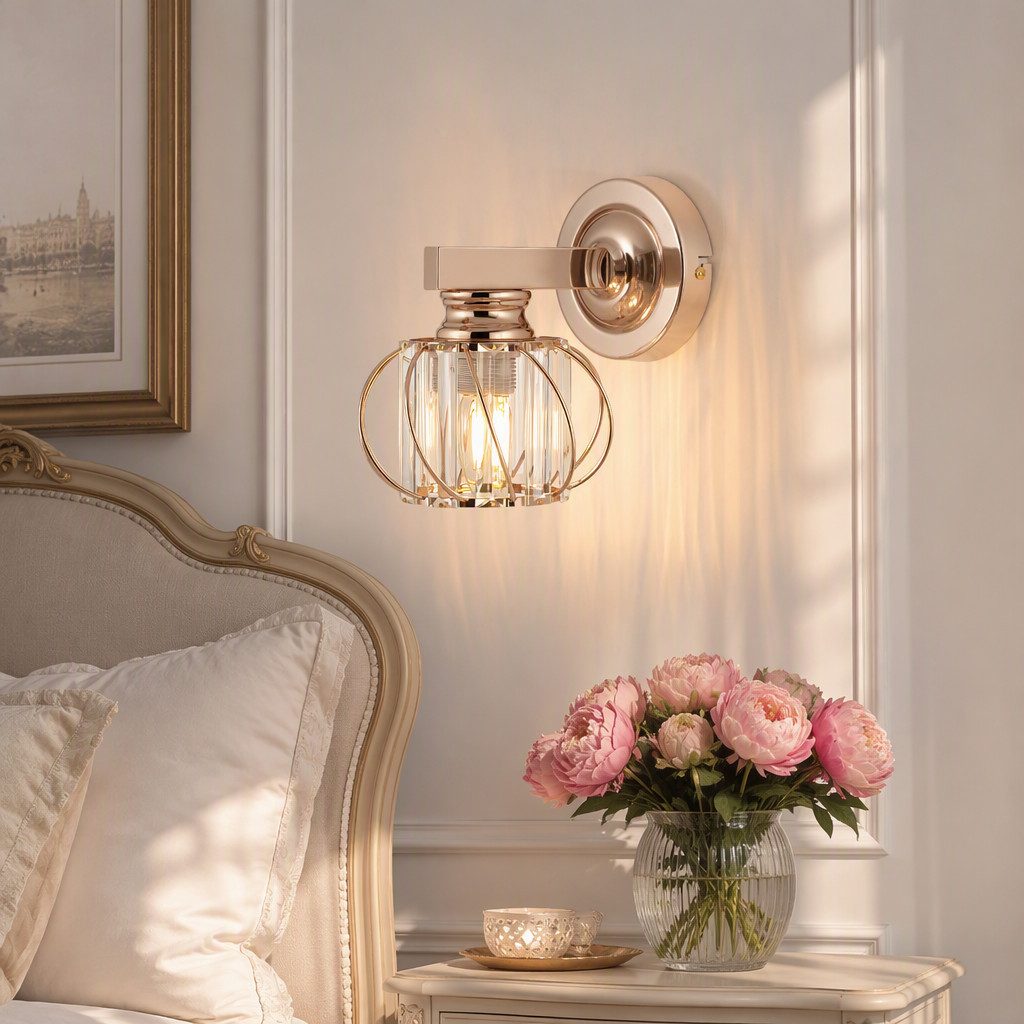 BlingBin Wandleuchte Goldene Kristall Innen,E27 Wohnzimmer Wandlampe Moderne, Gold Metall, ohne Leuchtmittel, Kristallwandleuchte für Wohnzimmer Korridor Esszimmer
