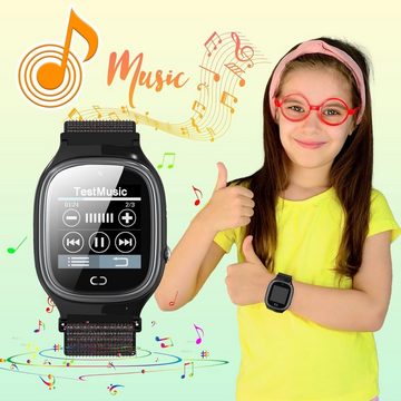 PTHTECHUS Fur für Jungen Mädchen Schrittzähler Kind Armbanduhr Touchscreen Smartwatch (1.37 Zoll, Android iOS), mit Anrufe, 7 Spiele, Schulmodus, SOS-Funktion, Musik, Kamera, Wecker