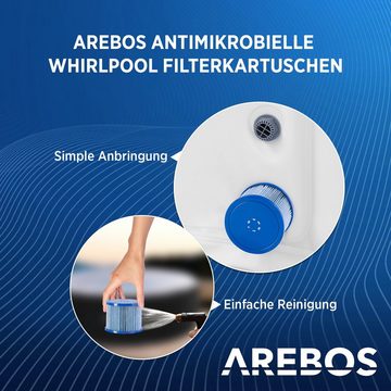 Arebos Pool-Filterkartusche Poolfilter, 6X Filterkartuschen Spa Whirlpools, Zubehör für Whirlpools