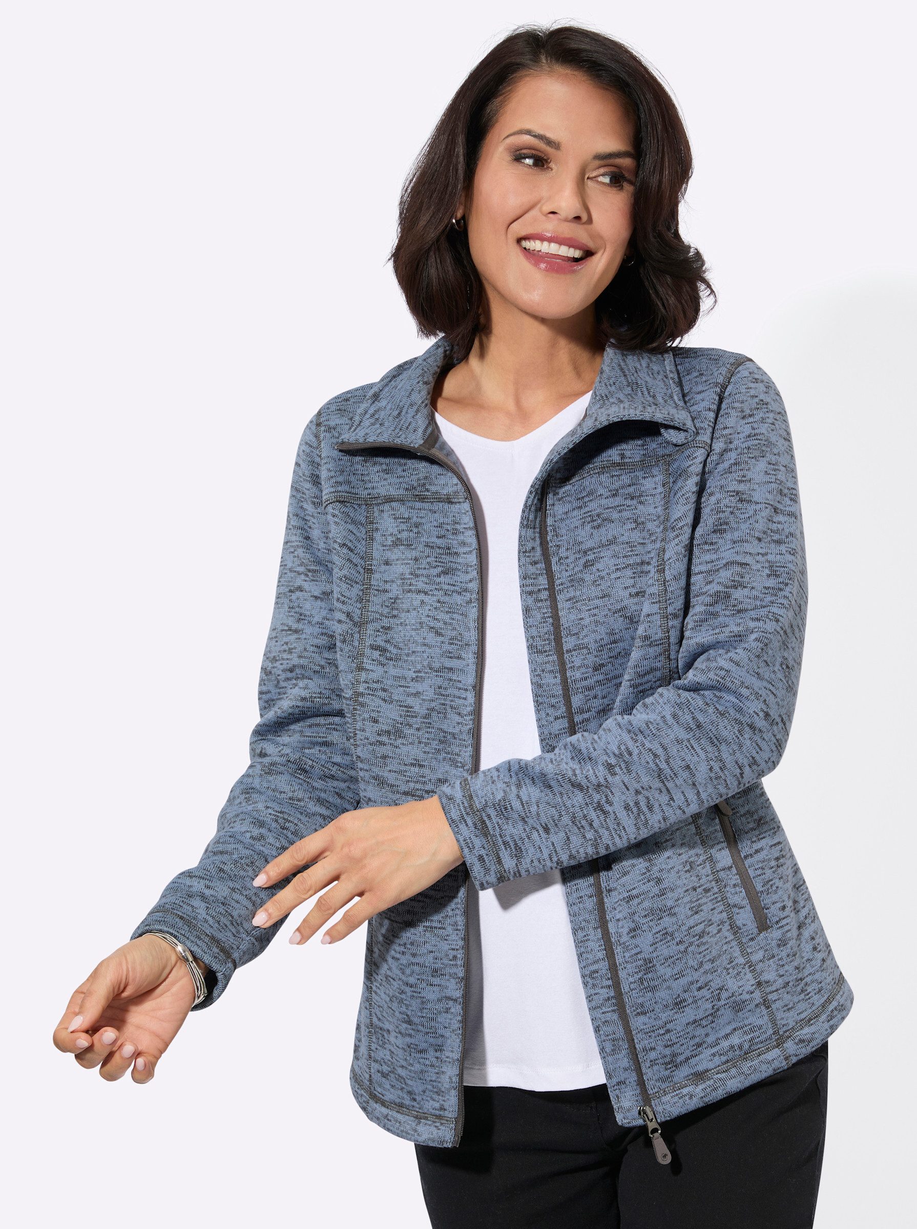 Fleecejacke Strickfleece-Jacke Langarm