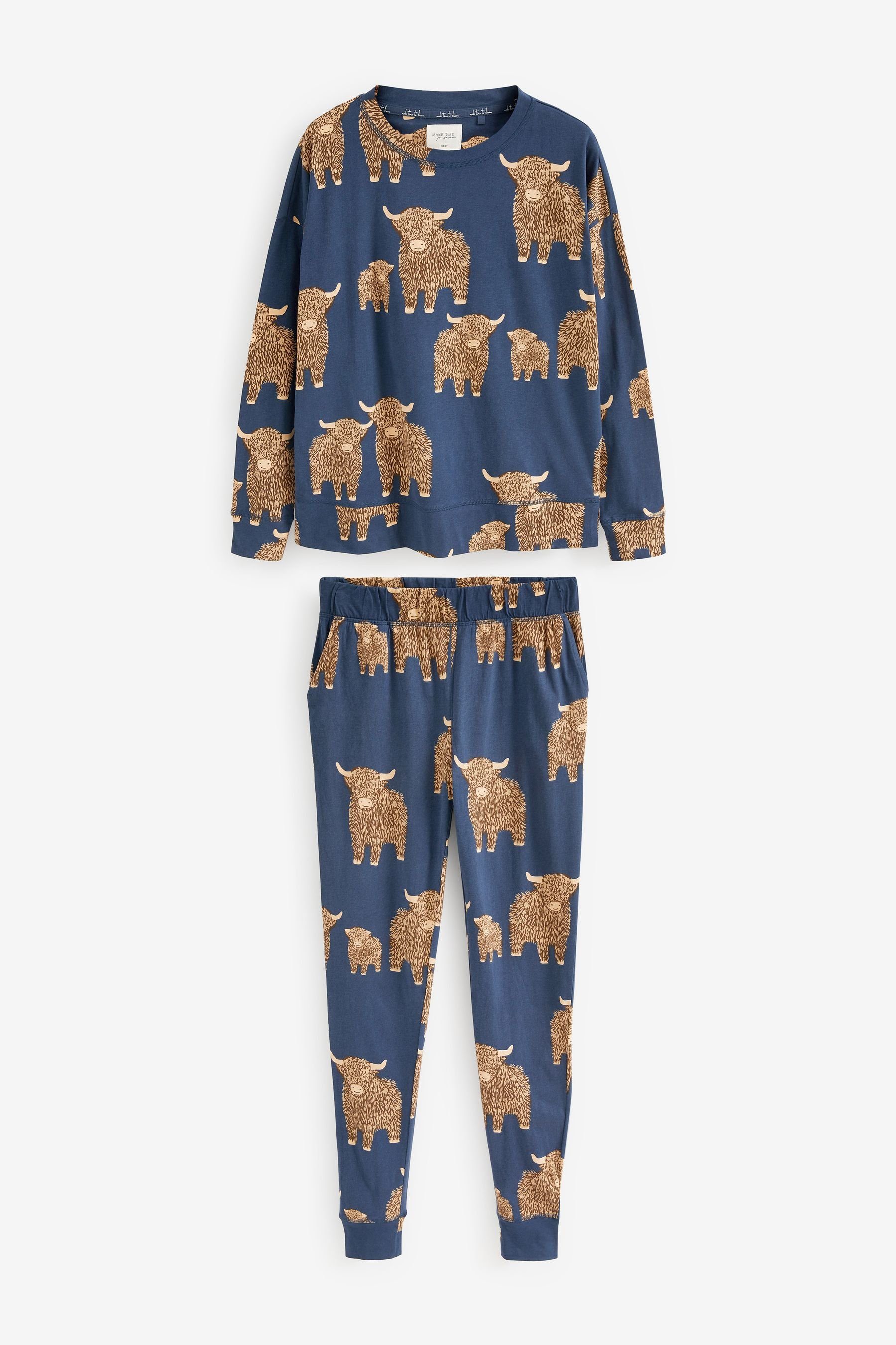 Next Pyjama Langärmeliger Pyjama aus Baumwolle (2 tlg) Navy Blue Hamish