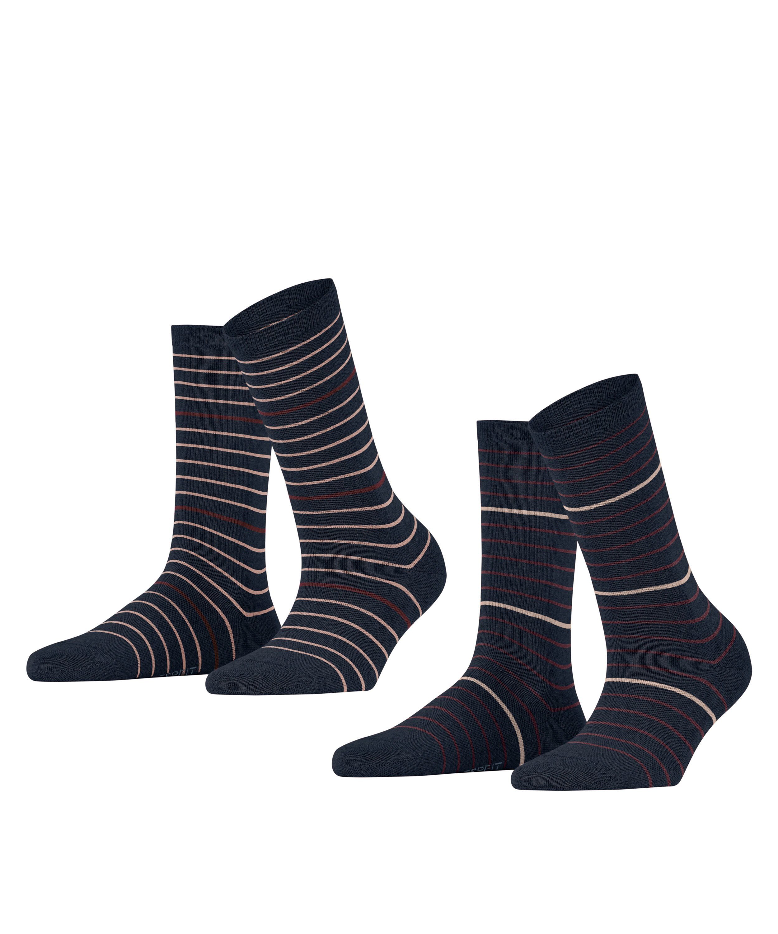 Esprit Socken Fine (2-Paar) (6120) 2-Pack Stripe marine