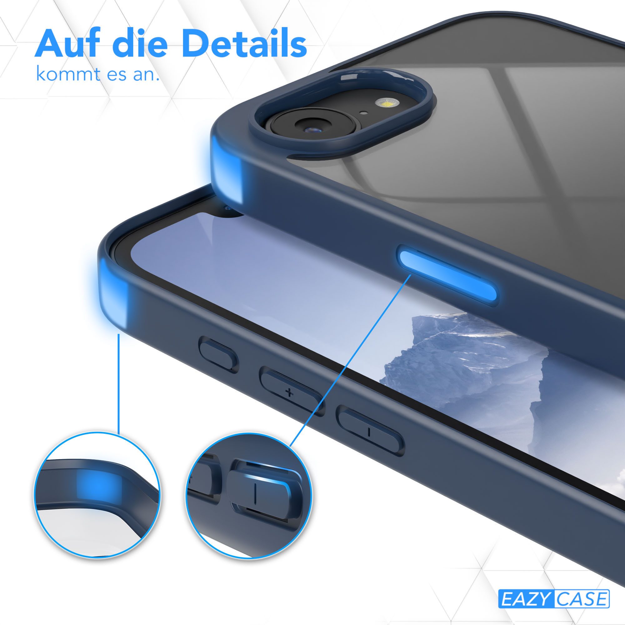 EAZY CASE Handyhülle Bumper Case für Apple iPhone 16e 6,1 Zoll, Handyhülle Dünn mit Kameraschutz Hybrid Handyhülle Rand Nacht Blau – Bild 4 von 5