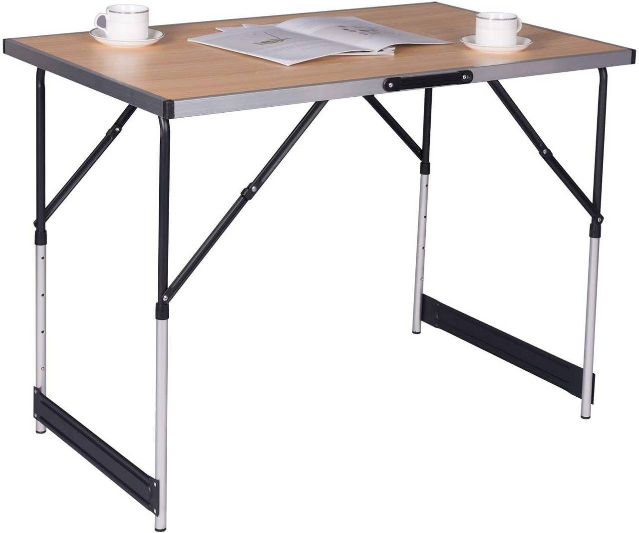 EUGAD Campingtisch (1-St), höhenverstellbar klappbar aus MDF, Aluminium Stahl