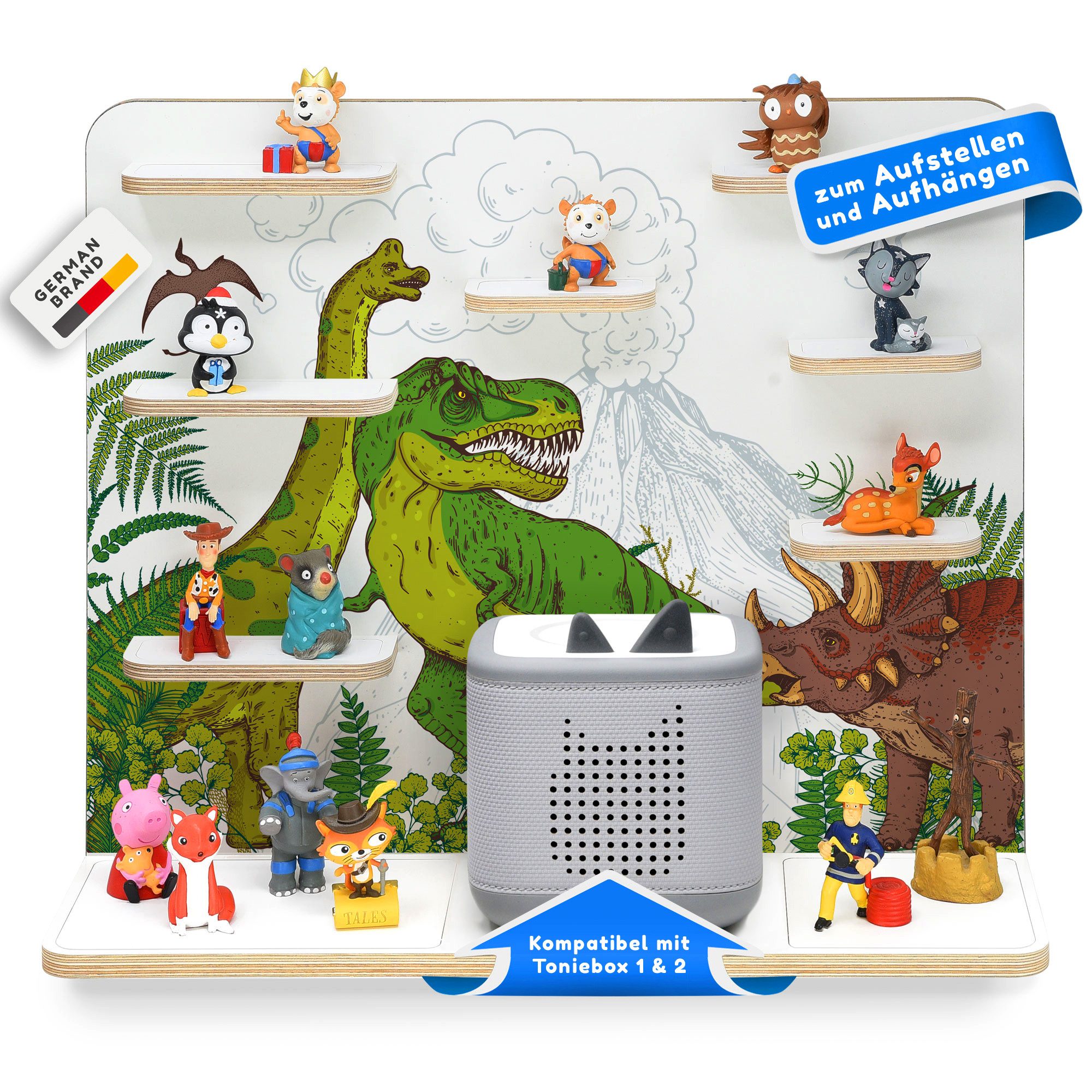 stadtecken Kinderregal groß, geeignet für Toniebox 2 und ca. 50 Tonies, Packung, Perfekte Aufbewahrung im Kinderzimmer