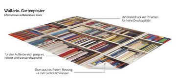 Wallario Sichtschutzzaunmatten Weißes Bücherregal mit unterschiedlichen Büchern