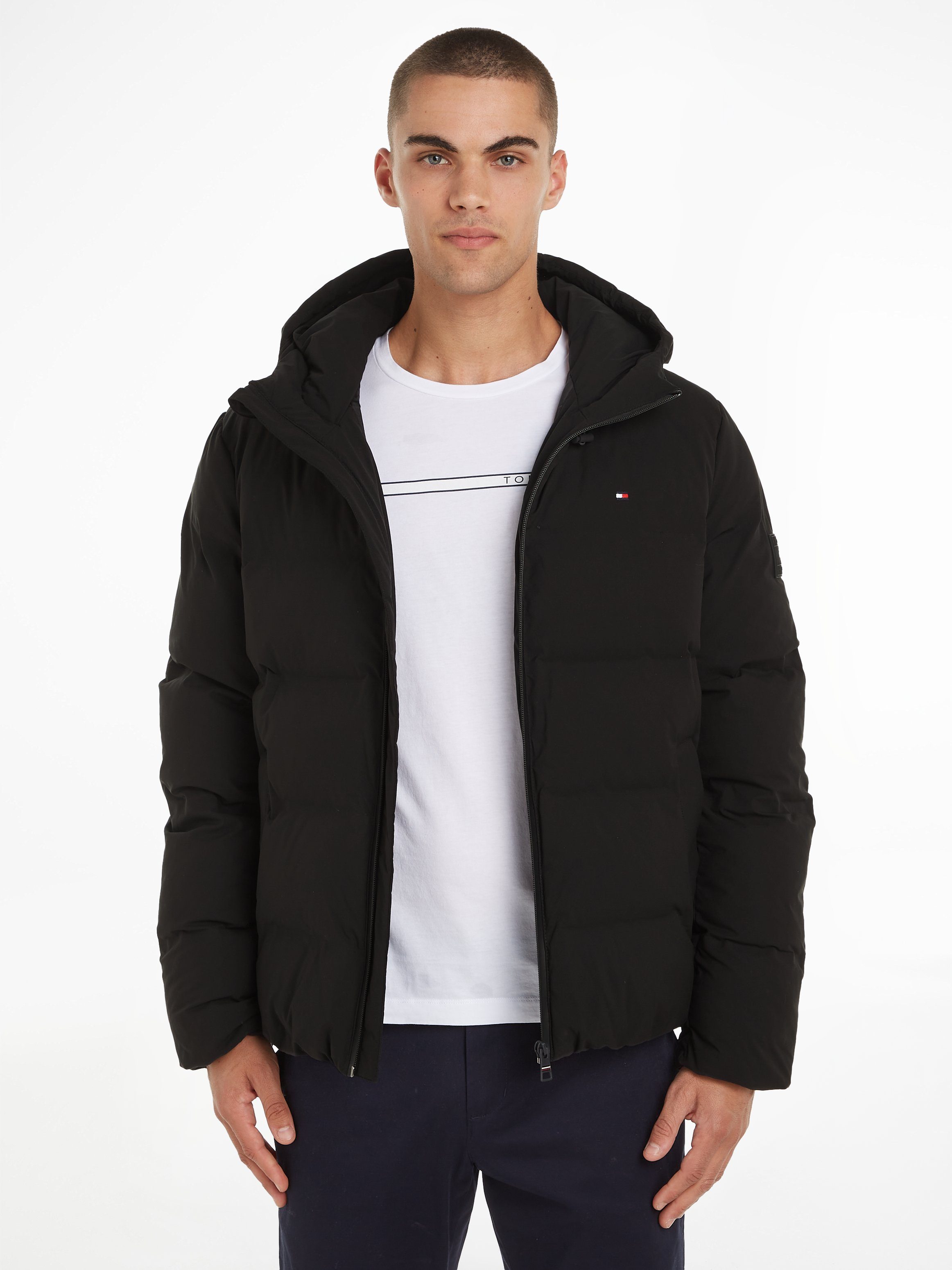 Black Steppjacke JACKET Hilfiger Tommy CL HOODED MOTION