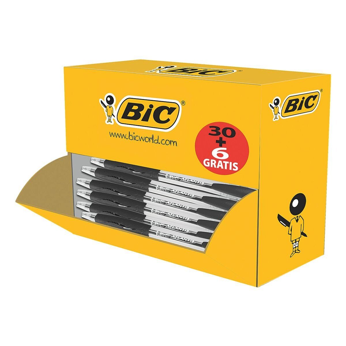 BIC Kugelschreiber Atlantis Classic, (36-tlg), mit transparentem Schaft schwarz