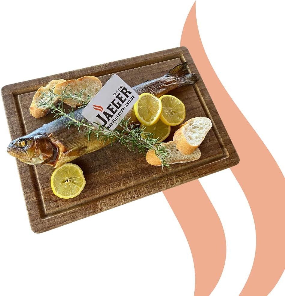 Jaeger Räuchereiprodukte Räucherofen OCTO Edelstahl 80x40x27 cm mit Thermometer & Lüftung, Flachrost, Glutkasten, Tropfblech, Thermometer 250°C, 500g Mehl