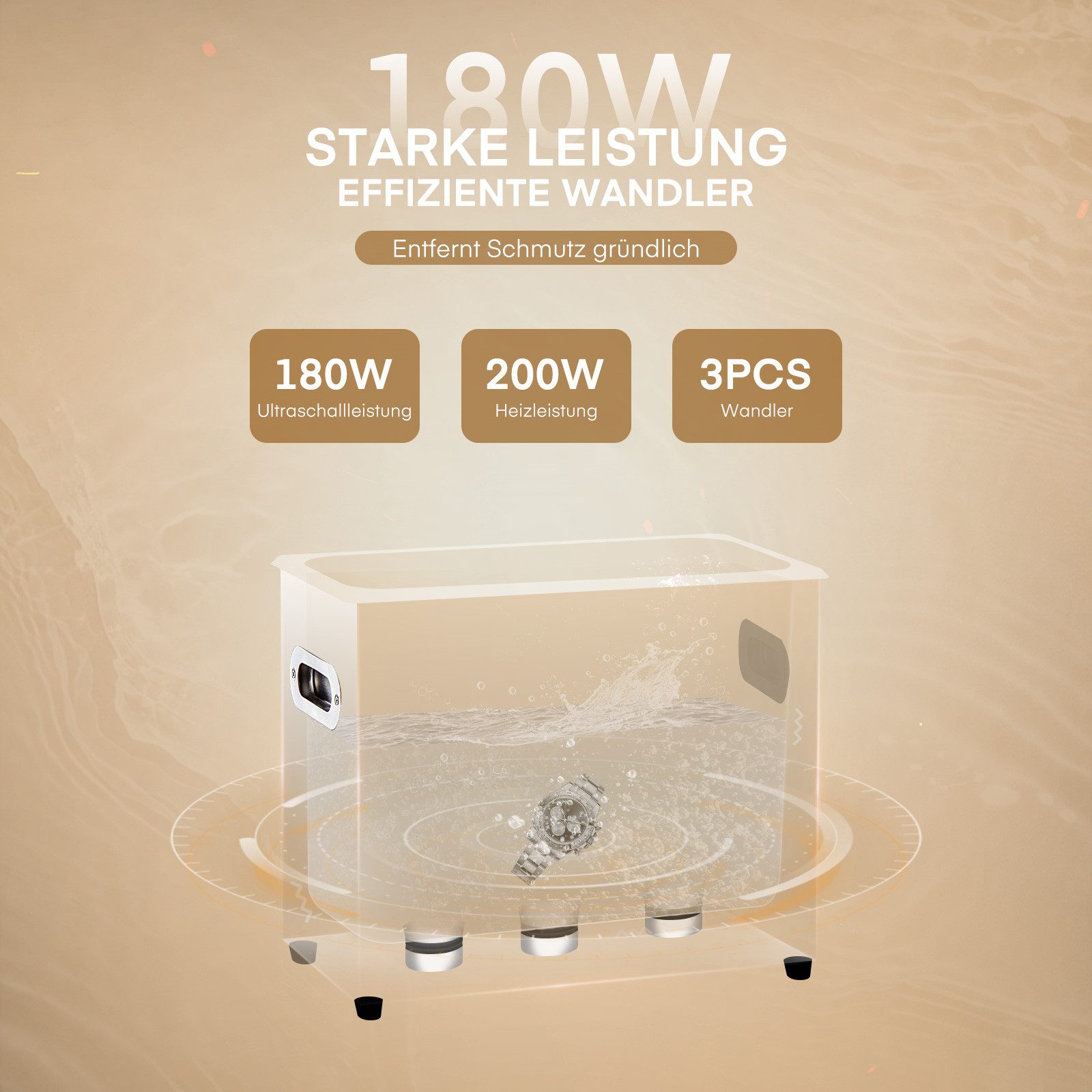 FOHERE Ultraschallreiniger 6,5 L digitaler Ultraschallreiniger mit Heizungstimer, 304 Edelstahl, mit rutschfesten Silikonfüße und LED-Bedienpanel