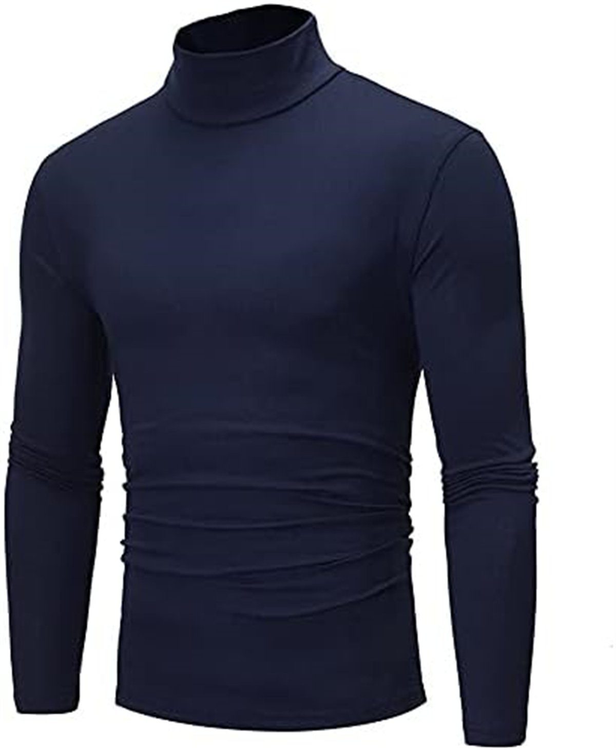 RHAFAYRE T-Shirt Langärmliges Slim-T-Shirt mit halbem Rollkragen für Herren Navy blau