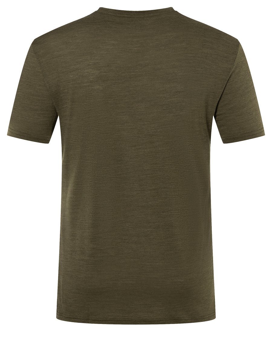 SUPER.NATURAL T-Shirt Merino T-Shirt Melange/Jet Black HIKING cooler Night TEE M Merino-Materialmix funktioneller Olive Print