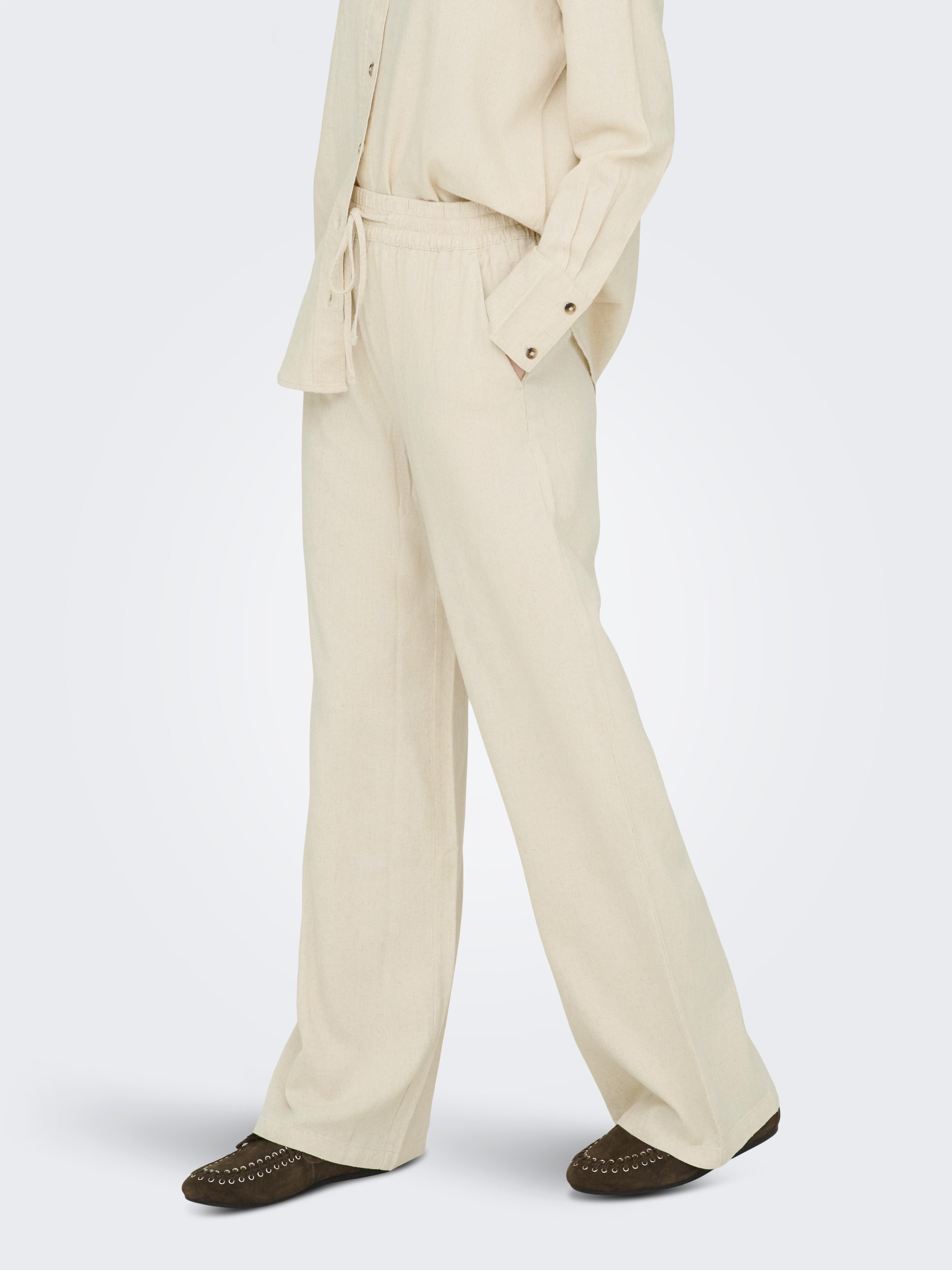 JDY Schlupfhose JDYSAY LINEN HW WIDE PANT WVN NOOS Sommerhose mit Leinen