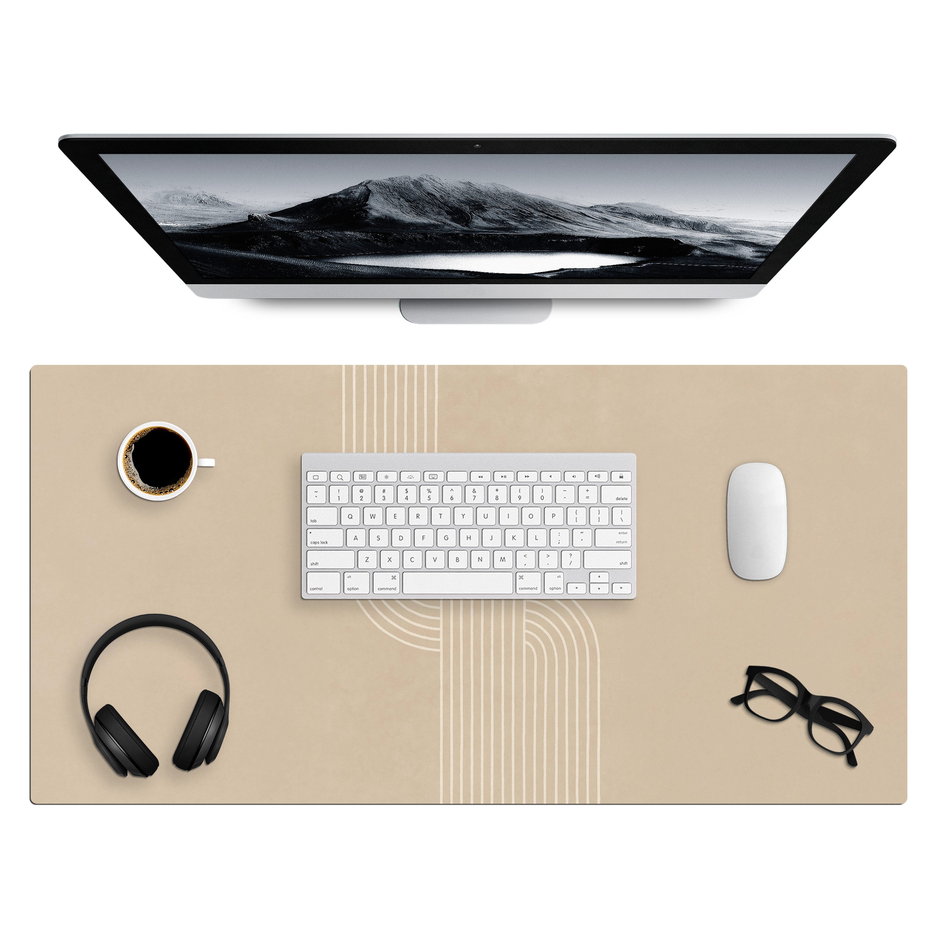 MuchoWow Gaming Mauspad Parallele Linien - Leichte Textur - Beige (1-St), Gaming Mauspad XXL, Schreibtischunterlage, Desk Mat Groß, 80x40 cm