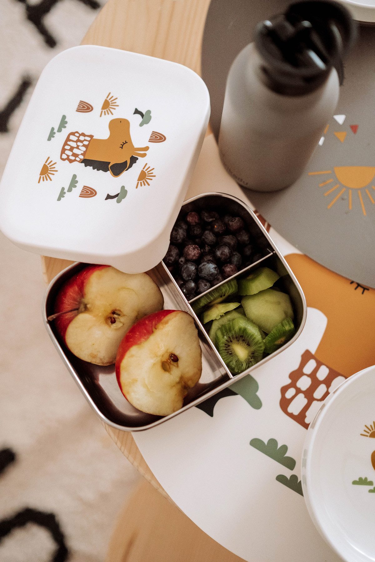 kikadu Lunchbox, Box: Stainless Steel, Lid: 100% Silicone, BPA free, (1-tlg), Giraffe Natur aus Edelstahl mit BPA-freiem Silikondeckel