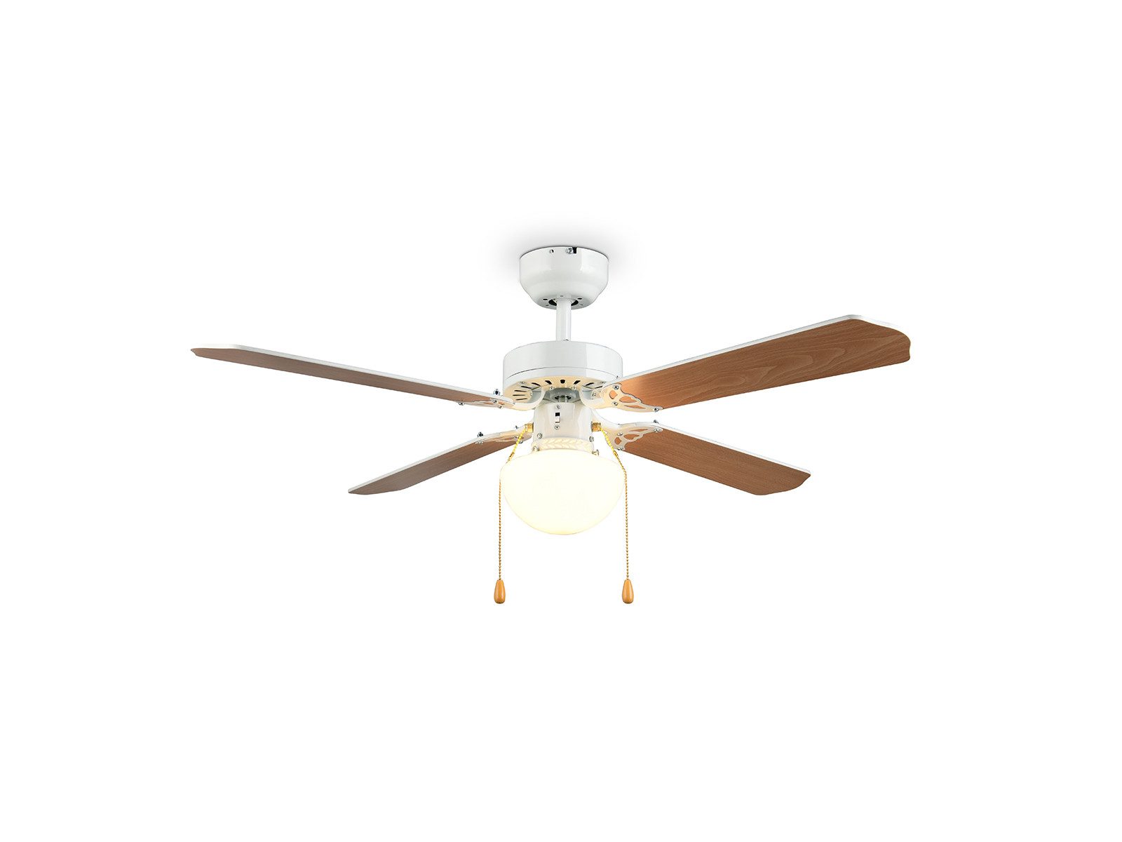 Reality Leuchten Deckenventilator mit Licht und Zugschalter Ø 106,5cm, Ventilator leise mit max. 47 Dezibel für Wohnzimmer & Schlafzimmer